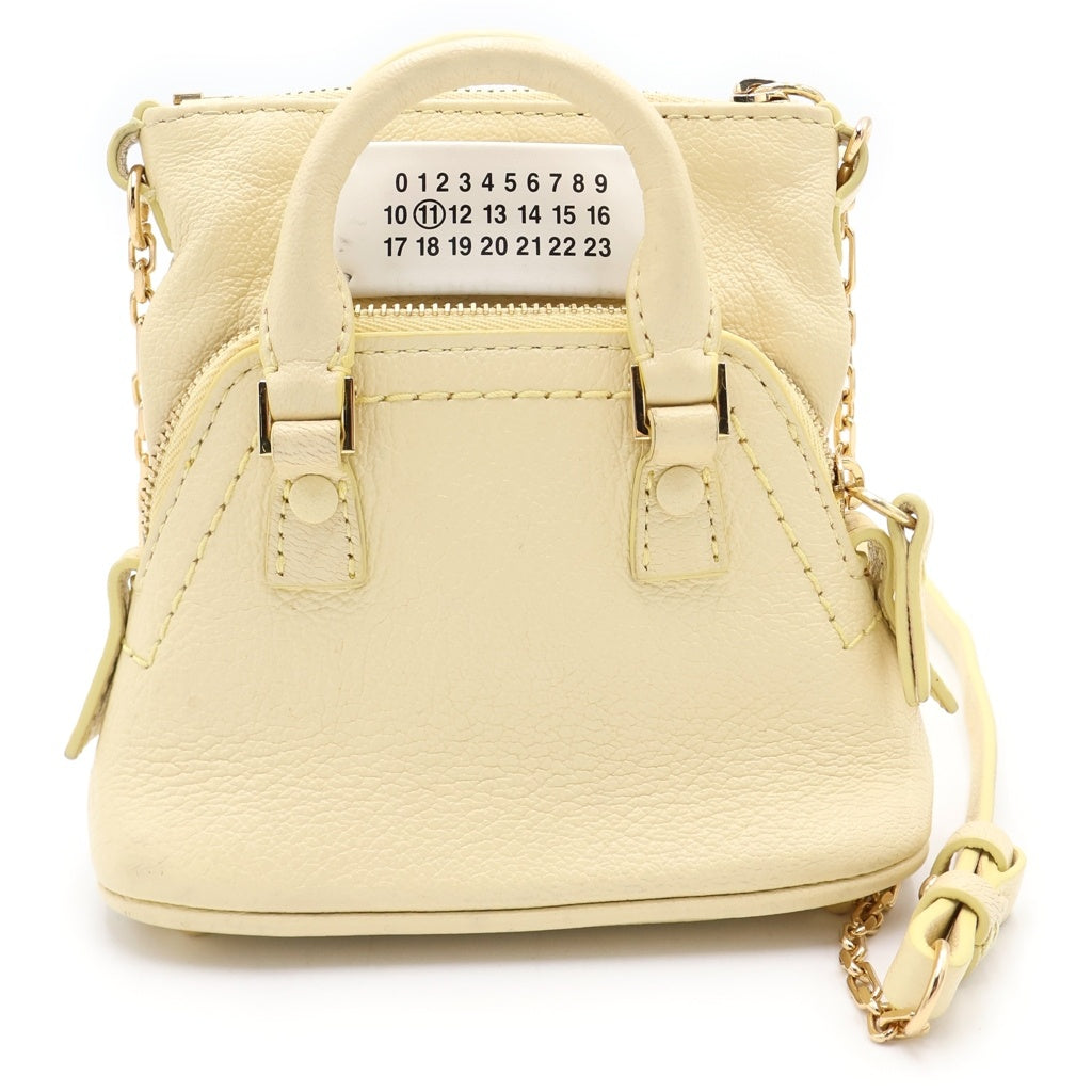 Maison Martin Margiela(メゾンマルタンマルジェラ) 5AC ベビー レザー ゴールド金具 チェーン ミニハンドバッグ ショルダーバッグ イエロー レディース