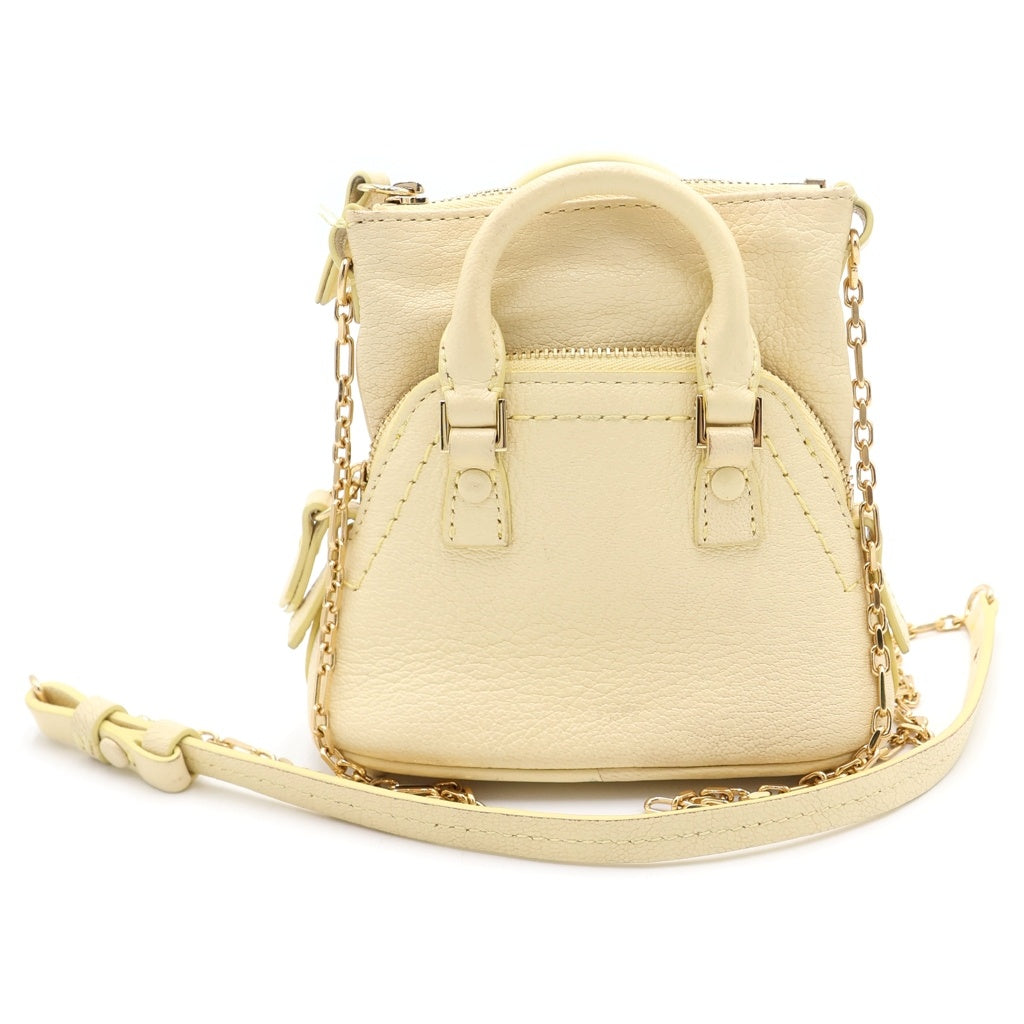 Maison Martin Margiela(メゾンマルタンマルジェラ) 5AC ベビー レザー ゴールド金具 チェーン ミニハンドバッグ ショルダーバッグ イエロー レディース