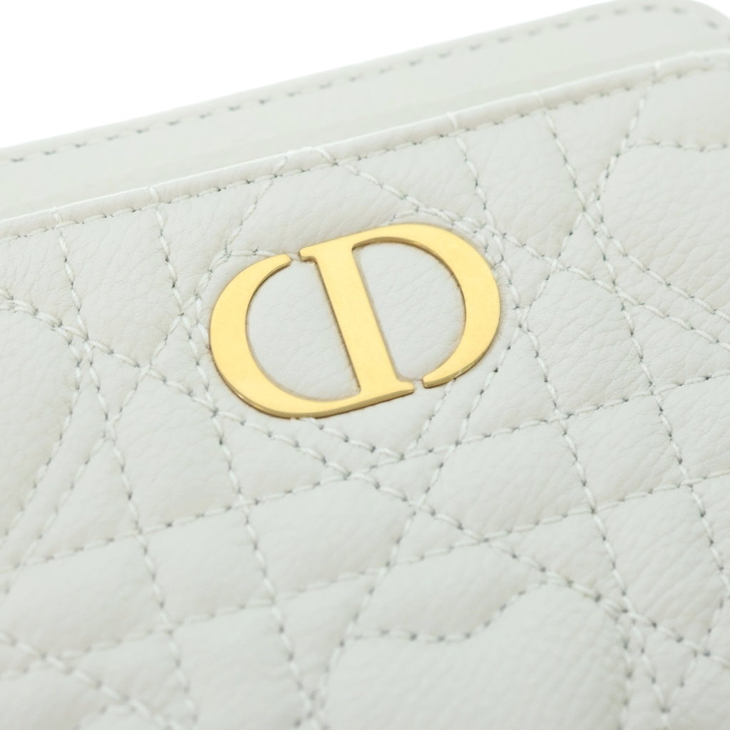 Christian Dior(クリスチャンディオール) カロラベンダー ハート ポーチ カードケース フラグメントケース ホワイト レザー S5177UNID ゴールド金具 レディース
