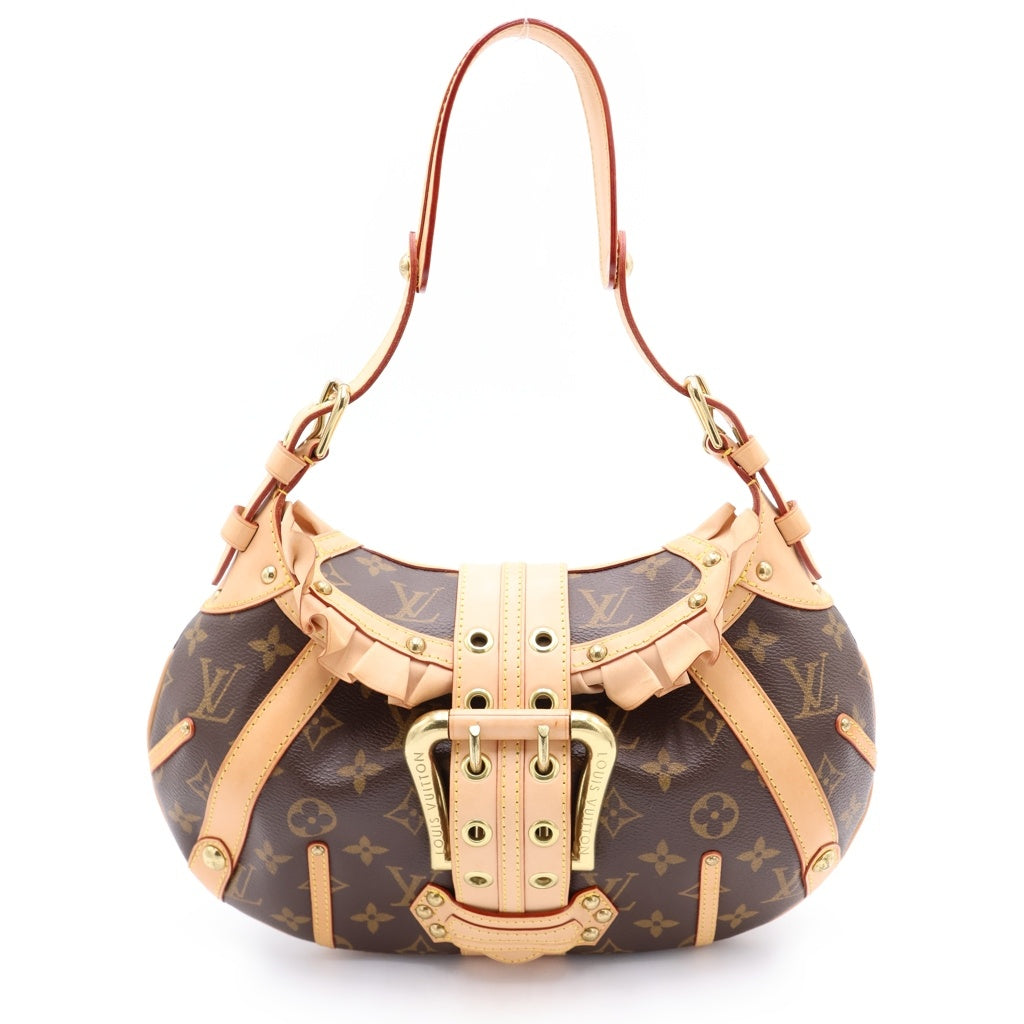 LOUIS VUITTON(ルイヴィトン) モノグラム レオノール ハンドバッグ ワンショルダーバッグ ブラウン レザー×PVC M92394 ゴールド金具 レディース