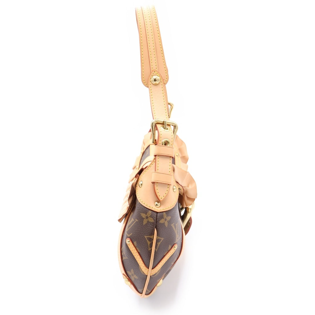 LOUIS VUITTON(ルイヴィトン) モノグラム レオノール ハンドバッグ ワンショルダーバッグ ブラウン レザー×PVC M92394 ゴールド金具 レディース