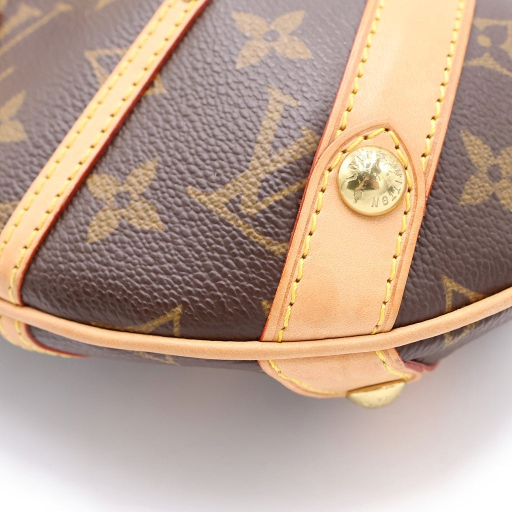 LOUIS VUITTON(ルイヴィトン) モノグラム レオノール ハンドバッグ ワンショルダーバッグ ブラウン レザー×PVC M92394 ゴールド金具 レディース