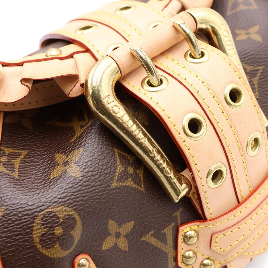 LOUIS VUITTON(ルイヴィトン) モノグラム レオノール ハンドバッグ ワンショルダーバッグ ブラウン レザー×PVC M92394 ゴールド金具 レディース