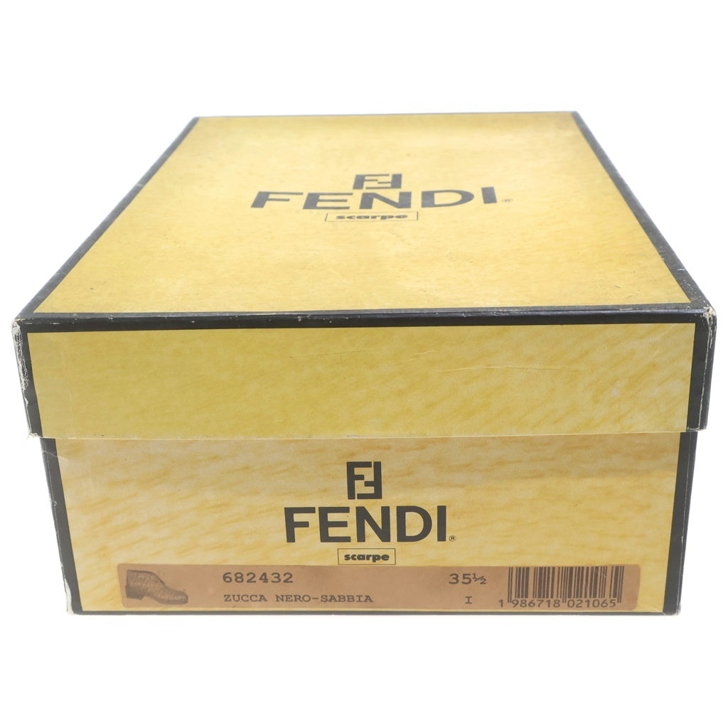 FENDI(フェンディ) ズッカ柄 ヒールショートブーツ シューズ キャンバス 総柄 ブラウン/ブラック レディース