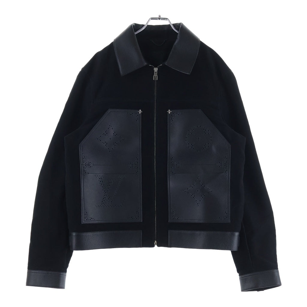 LOUIS VUITTON(ルイヴィトン) 26SS MNG MACRO MIX LEATHER WORKWEAR BLOUSON モノグラム ミックスレザー ワークウェアブルゾン レザー切り替え ブラック 1AIWFE