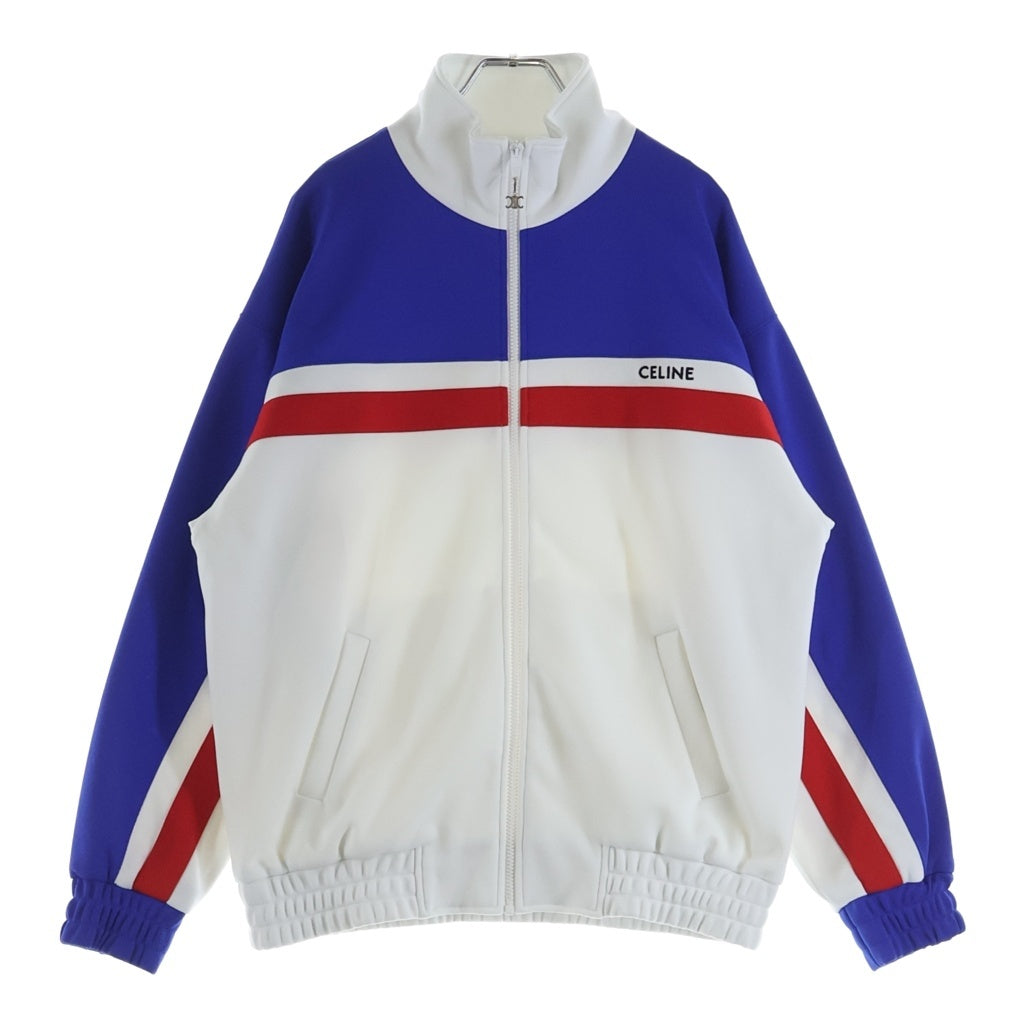 CELINE(セリーヌ) 23SS Tracksuit Jacket トラックスーツ ロゴ刺繍 トリオンフ ジップアップ ジャケット ブルゾン ホワイト/ブルー 2Y84A121O