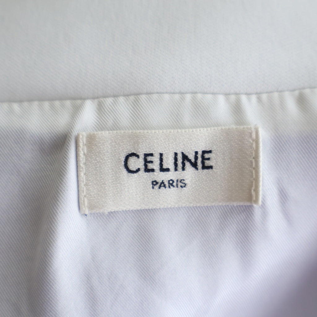 CELINE(セリーヌ) 23SS Tracksuit Jacket トラックスーツ ロゴ刺繍 トリオンフ ジップアップ ジャケット ブルゾン ホワイト/ブルー 2Y84A121O