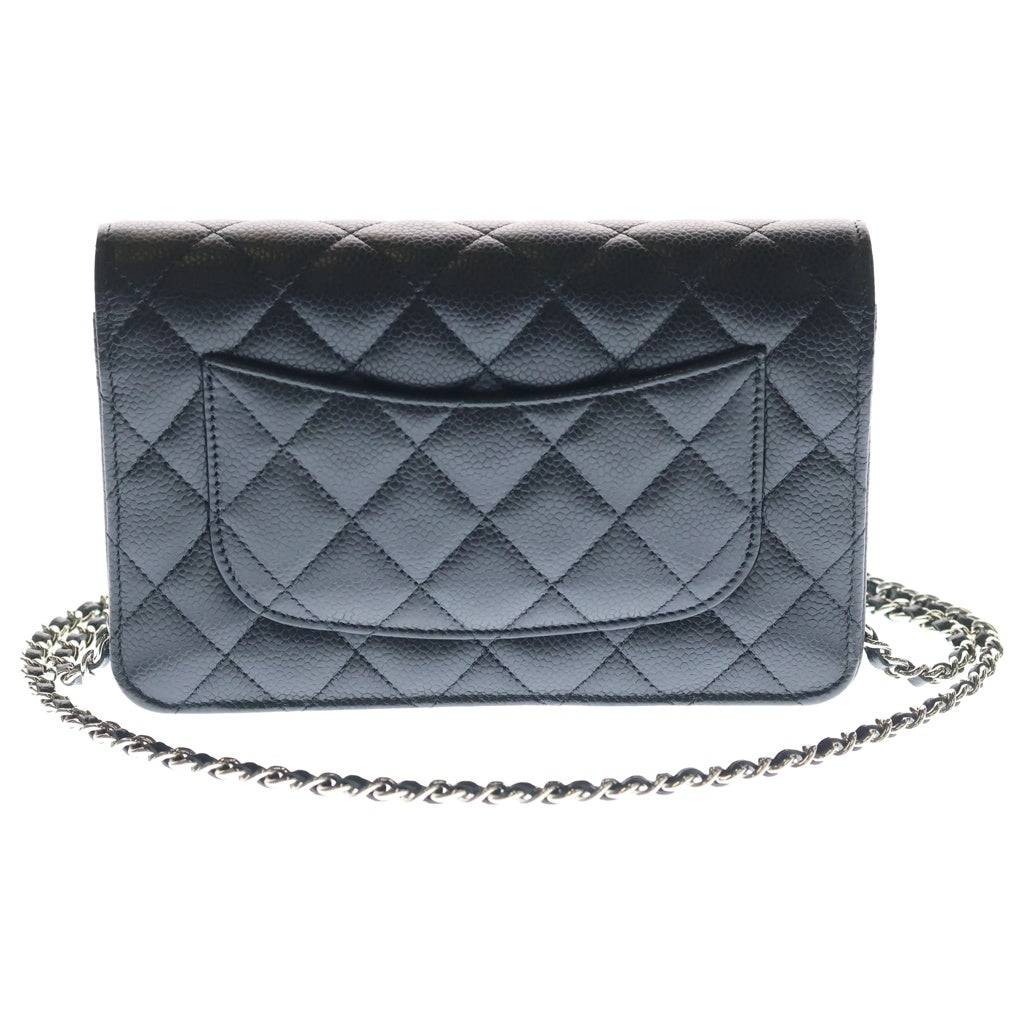 CHANEL(シャネル) マトラッセ チェーンウォレット ショルダーバッグ ブラック キャビアスキン AP0250 シルバー金具 レディース