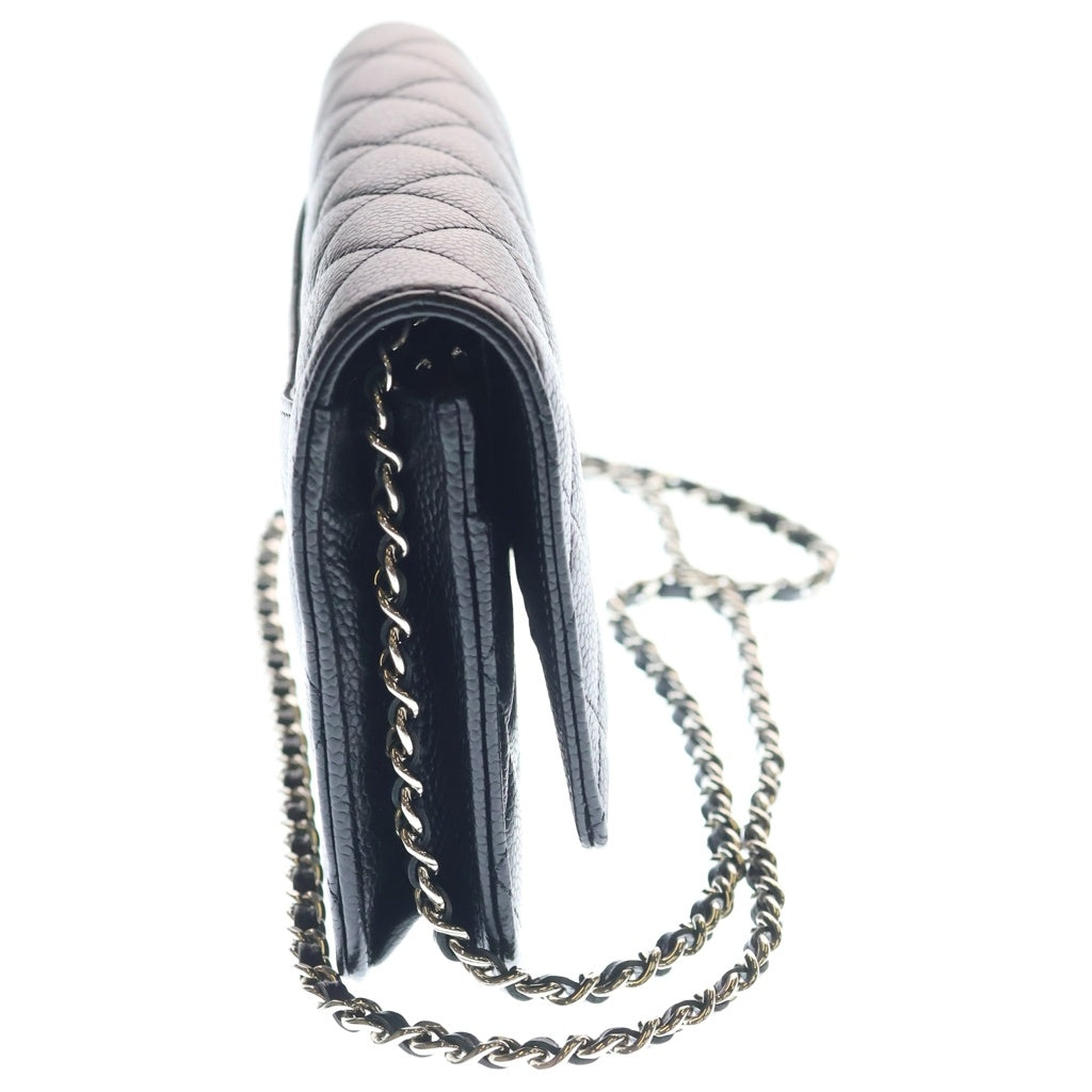 CHANEL(シャネル) マトラッセ チェーンウォレット ショルダーバッグ ブラック キャビアスキン AP0250 シルバー金具 レディース
