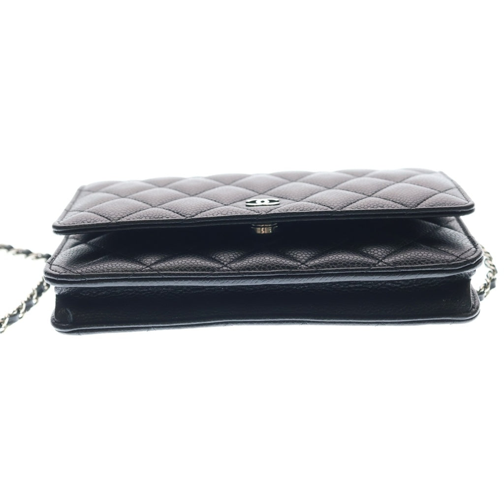 CHANEL(シャネル) マトラッセ チェーンウォレット ショルダーバッグ ブラック キャビアスキン AP0250 シルバー金具 レディース