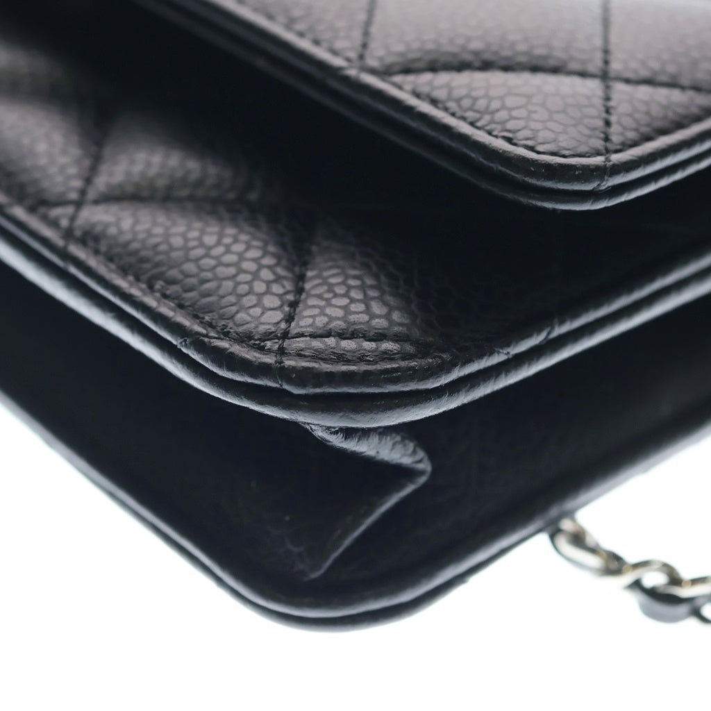 CHANEL(シャネル) マトラッセ チェーンウォレット ショルダーバッグ ブラック キャビアスキン AP0250 シルバー金具 レディース