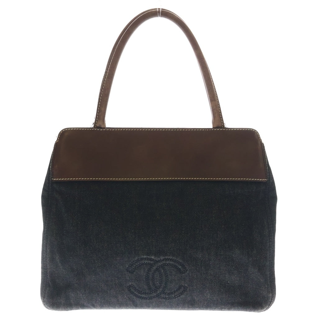 CHANEL(シャネル) CCココマーク ハンドバッグ トートバッグ インディゴブルー×ブラウン デニム×レザー レディース
