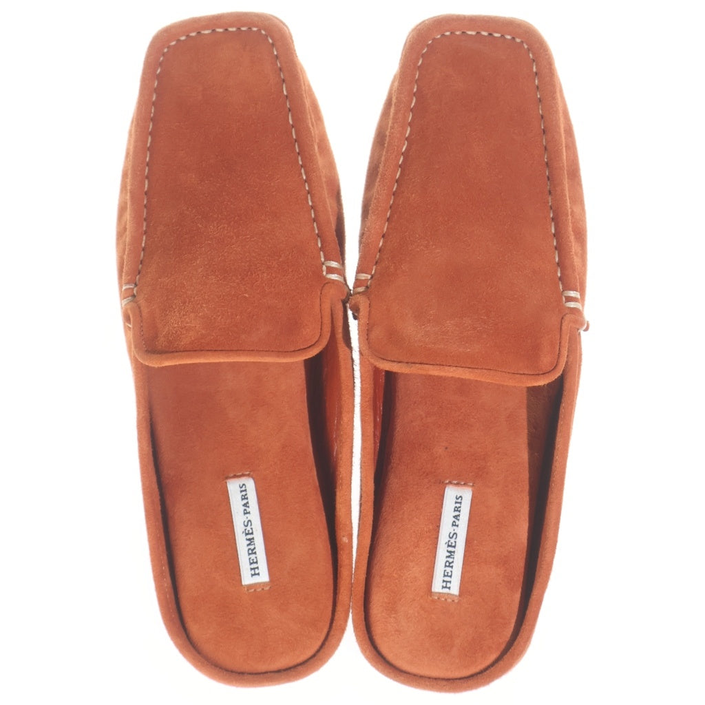 HERMES(エルメス) モカシン スエード スリッパ フラットシューズ スリッポン ルームシューズ #36 ブラウン レディース