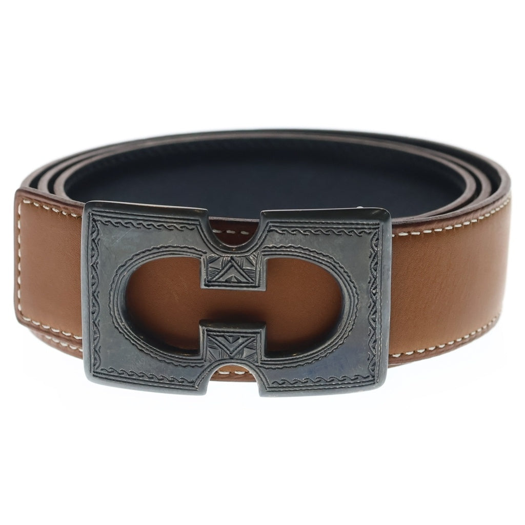 HERMES(エルメス) トゥアレグ ベルトバックル レザーベルト □D刻印 #90 ブラウン/シルバー