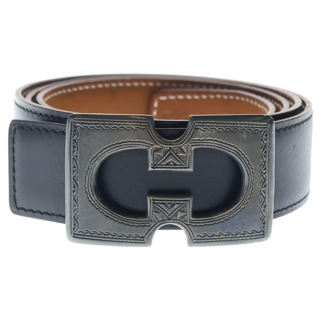 HERMES(エルメス) トゥアレグ ベルトバックル レザーベルト □D刻印 #90 ブラウン/シルバー
