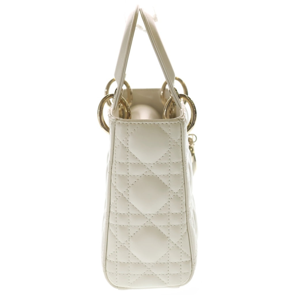 Christian Dior(クリスチャンディオール) ディディオールミニ カナージュ 2WAYハンドバッグ ショルダーバッグ ホワイト レザー ゴールド金具 レディース