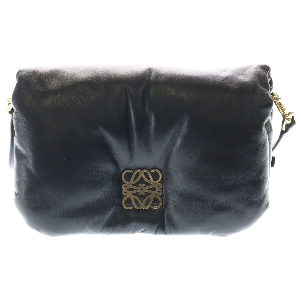 LOEWE(ロエベ) アナグラム パファーゴヤ ミニ ショルダーバッグ ブラック レザー ゴールド金具 レディース