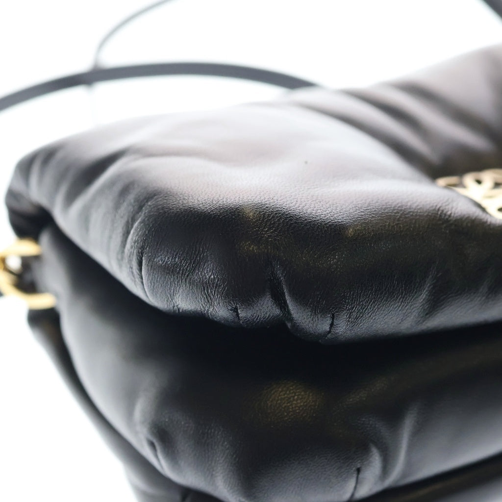 LOEWE(ロエベ) アナグラム パファーゴヤ ミニ ショルダーバッグ ブラック レザー ゴールド金具 レディース