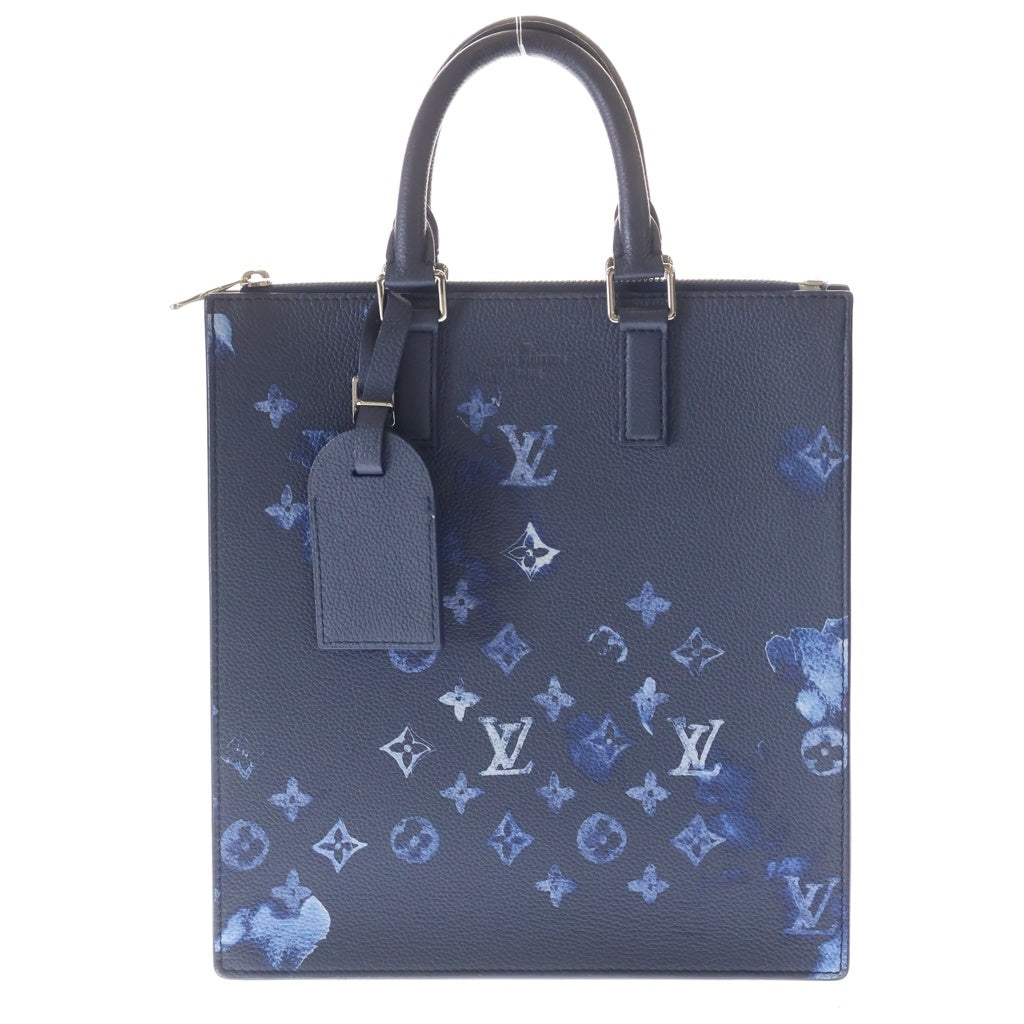 LOUIS VUITTON(ルイヴィトン) ウォーターカラーモノグラム サックプラ メッセンジャー ハンドバッグ トートバッグ ネイビー PVCレザー M57843 シルバー金具 レディース