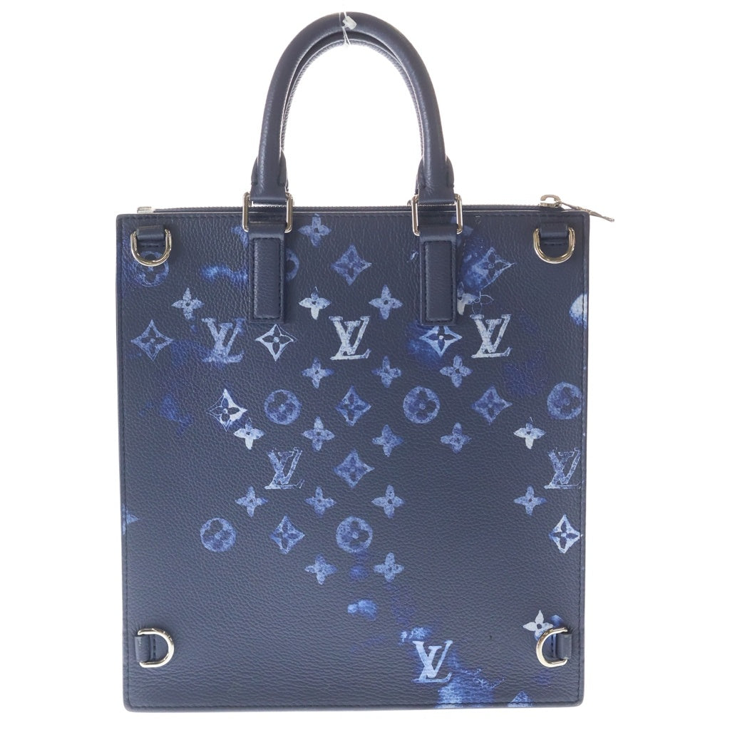 LOUIS VUITTON(ルイヴィトン) ウォーターカラーモノグラム サックプラ メッセンジャー ハンドバッグ トートバッグ ネイビー PVCレザー M57843 シルバー金具 レディース