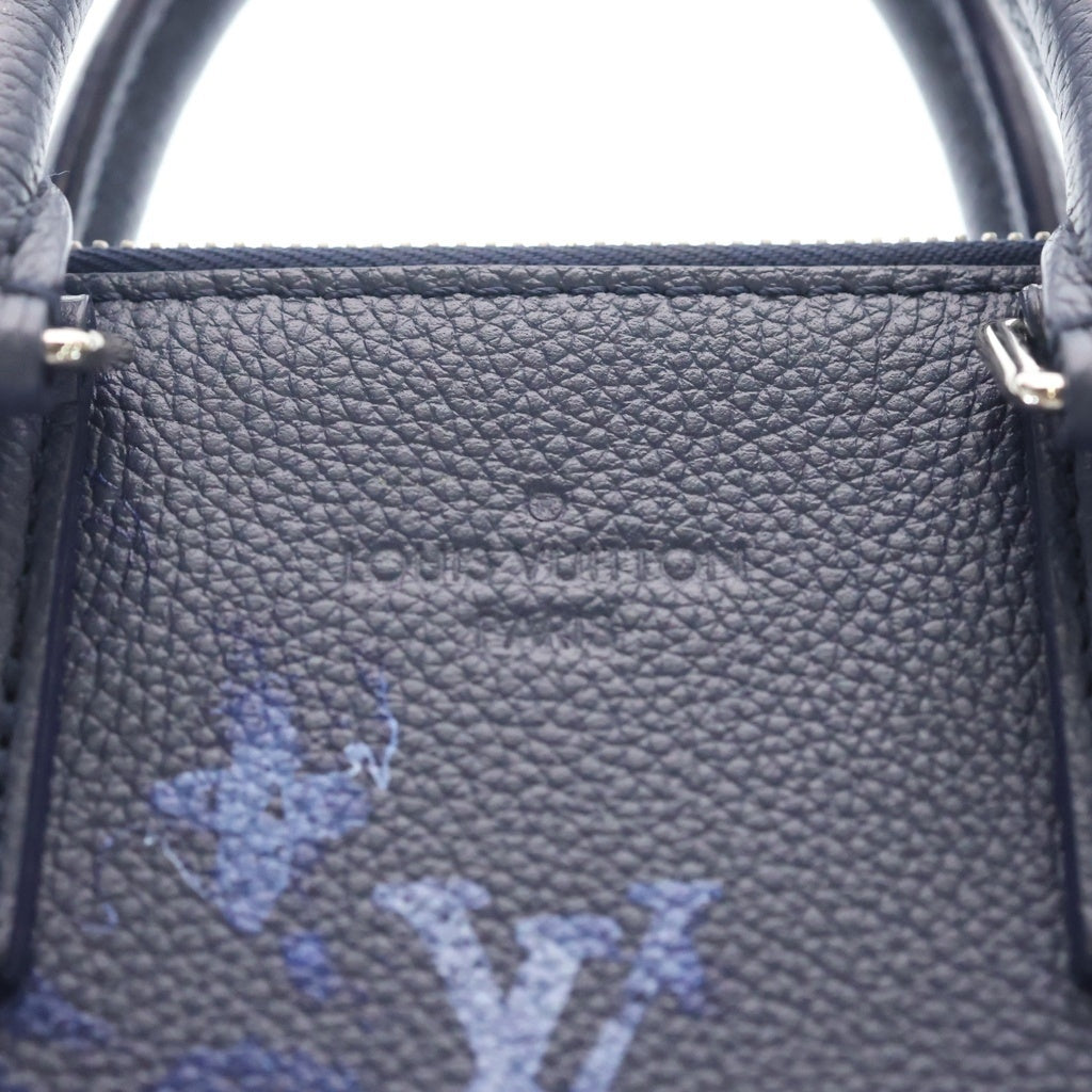 LOUIS VUITTON(ルイヴィトン) ウォーターカラーモノグラム サックプラ メッセンジャー ハンドバッグ トートバッグ ネイビー PVCレザー M57843 シルバー金具 レディース