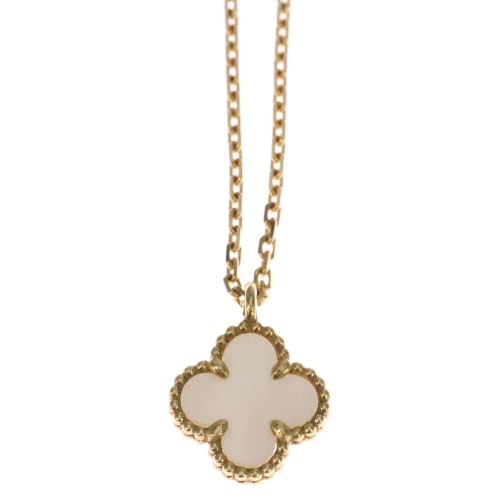 Van Cleef & Arpels(ヴァンクリーフアンドアーペル) スウィートアルハンブラ マザーオブパール ネックレス ペンダント チェーン イエローゴールド Au750 VCARF レディース