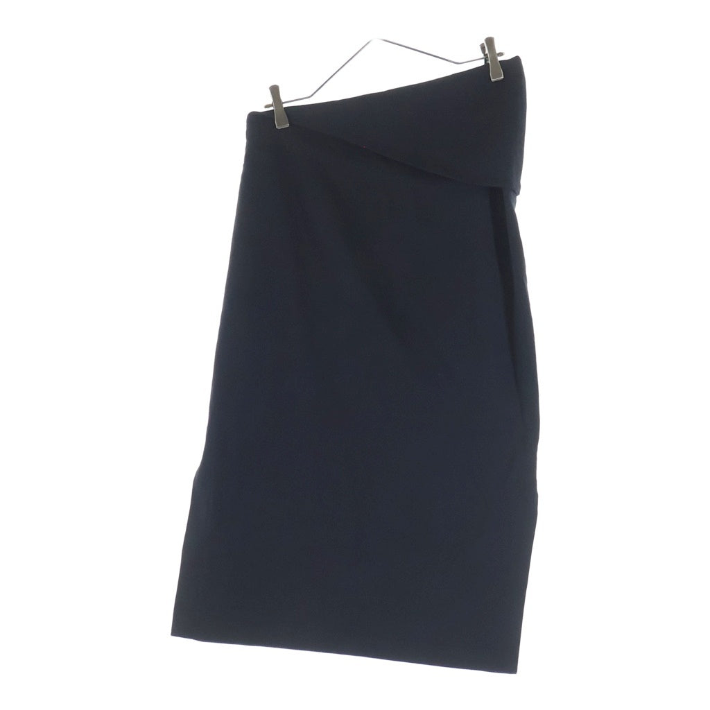 LEMAIRE(ルメール) Side Slit Long Skirt サイドスリット 変形ロングスカート コットン レーヨン ウール ブラック SK292 LF842 レディース