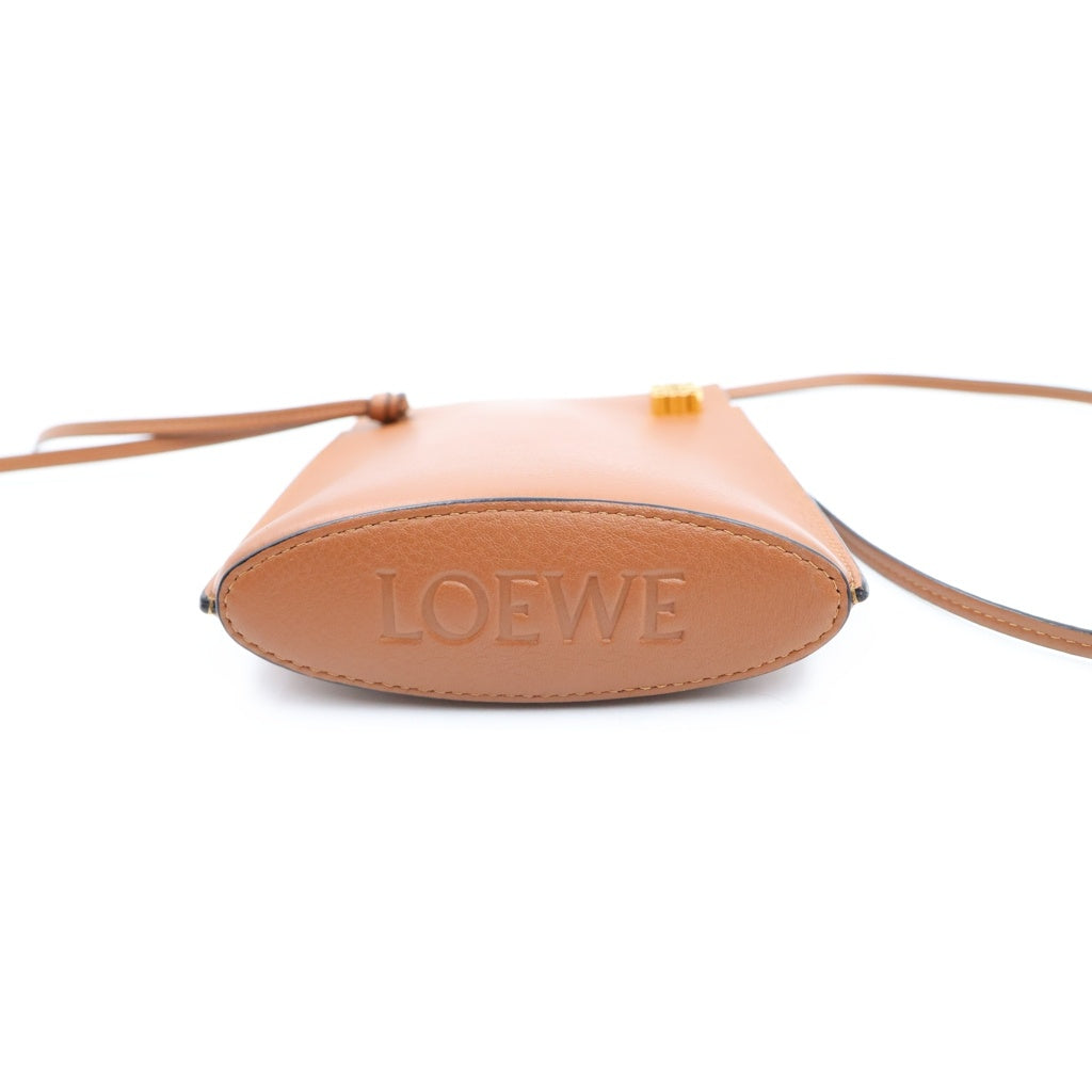 LOEWE(ロエベ) ダイスポケット タン ショルダーバッグ フォンショルダー ミニバッグ ブラウン クラシックカーフスキン レディース