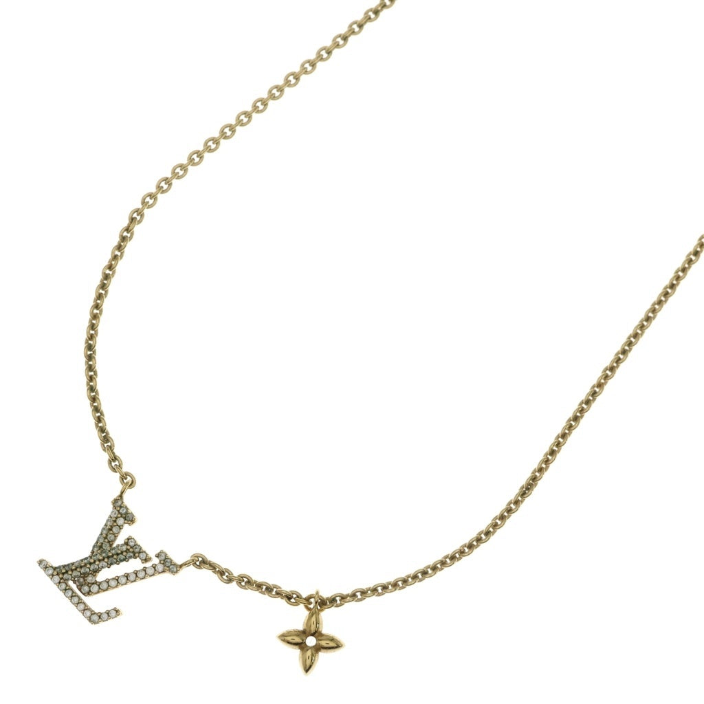 LOUIS VUITTON(ルイヴィトン) LVアイコニック ロゴラインストーン ペンダント ネックレス チェーン GP M00596 レディース