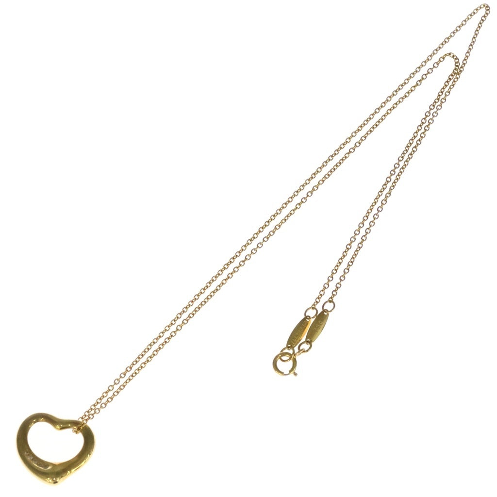 TIFFANY & Co.(ティファニー) エルサペレッティ オープンハート 5Pダイヤ ネックレス ペンダント チェーン イエローゴールド Au750YG レディース