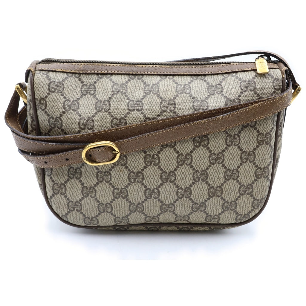 GUCCI(グッチ) オールドグッチ シェリーライン ショルダーバック ミニバッグ ブラウンベージュ レザー×PVC ゴールド金具 レディース