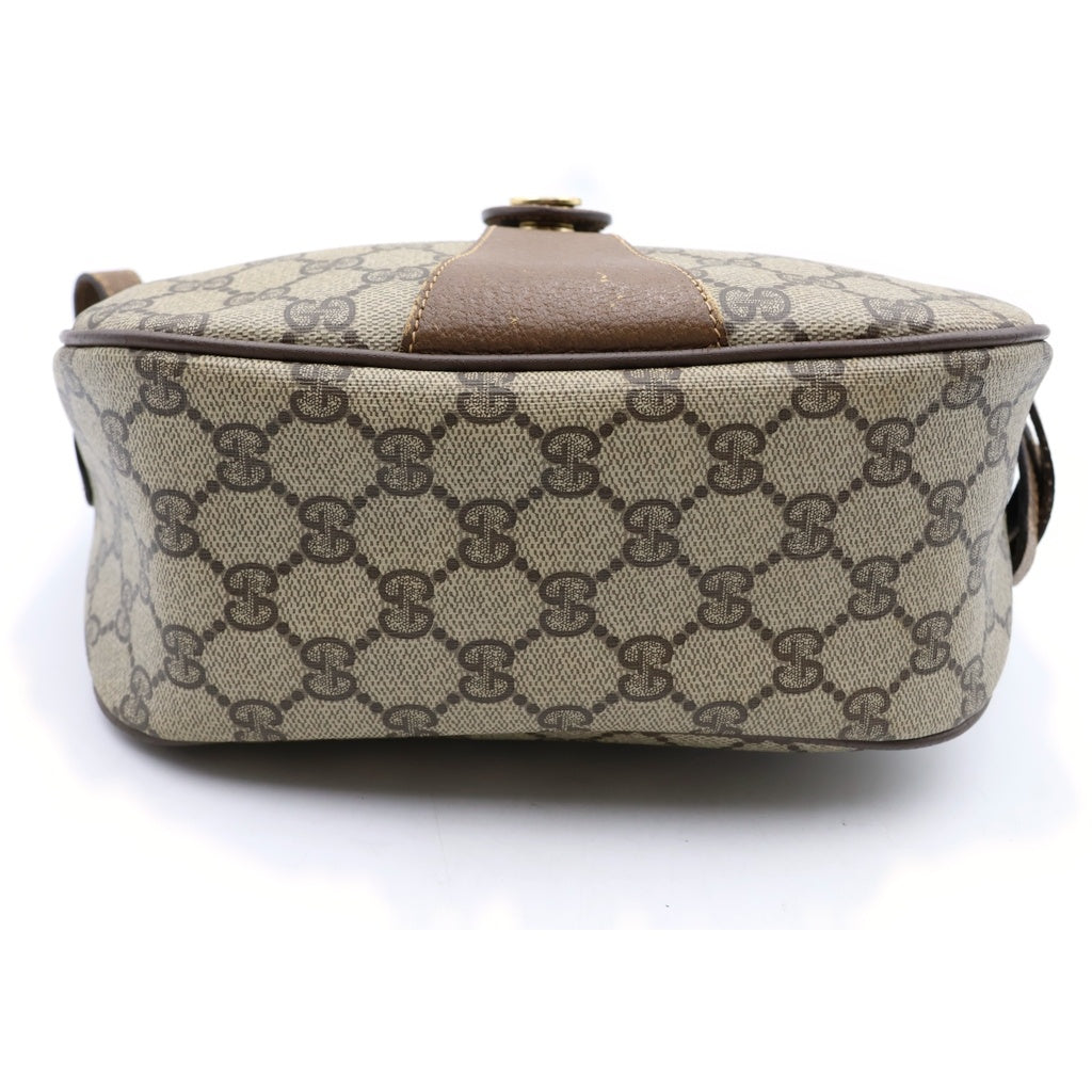 GUCCI(グッチ) オールドグッチ シェリーライン ショルダーバック ミニバッグ ブラウンベージュ レザー×PVC ゴールド金具 レディース