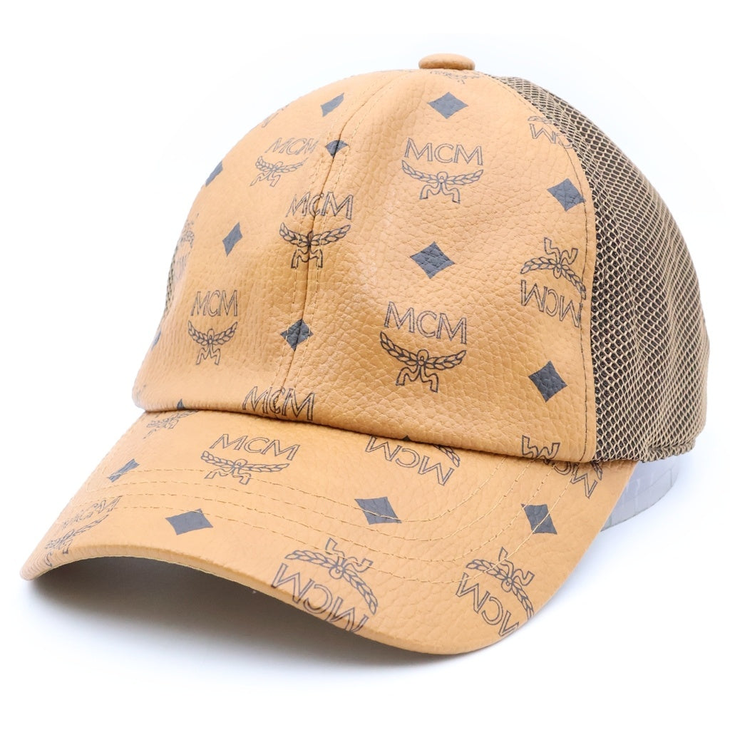 MCM(エム シー エム) ヴィセトス・モノグラム柄 ロゴ メッシュベースボールキャップ ブラウン