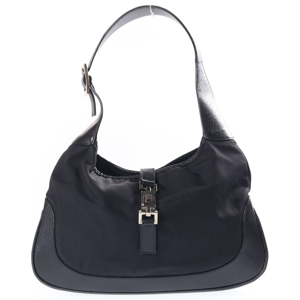 GUCCI(グッチ) ジャッキー ワンショルダーバッグ ハンドバッグ ブラック ナイロン×レザー 0013306 3444 シルバー金具 レディース