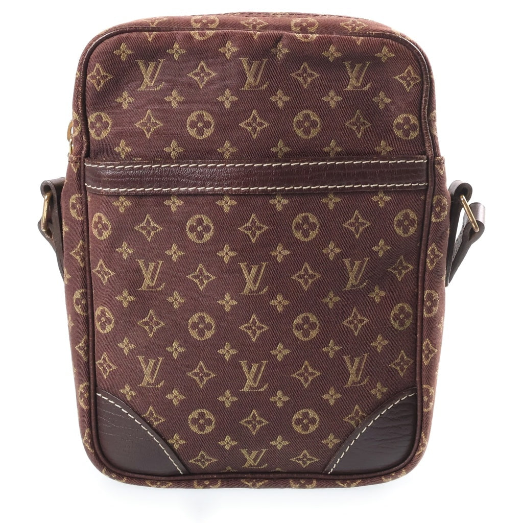 LOUIS VUITTON(ルイヴィトン) モノグラム・ミニ・ラン ダヌーブ エべヌ ショルダーバッグ ミニバッグ ブラウン レザー×キャンバス M95228 ゴールド金具 レディース