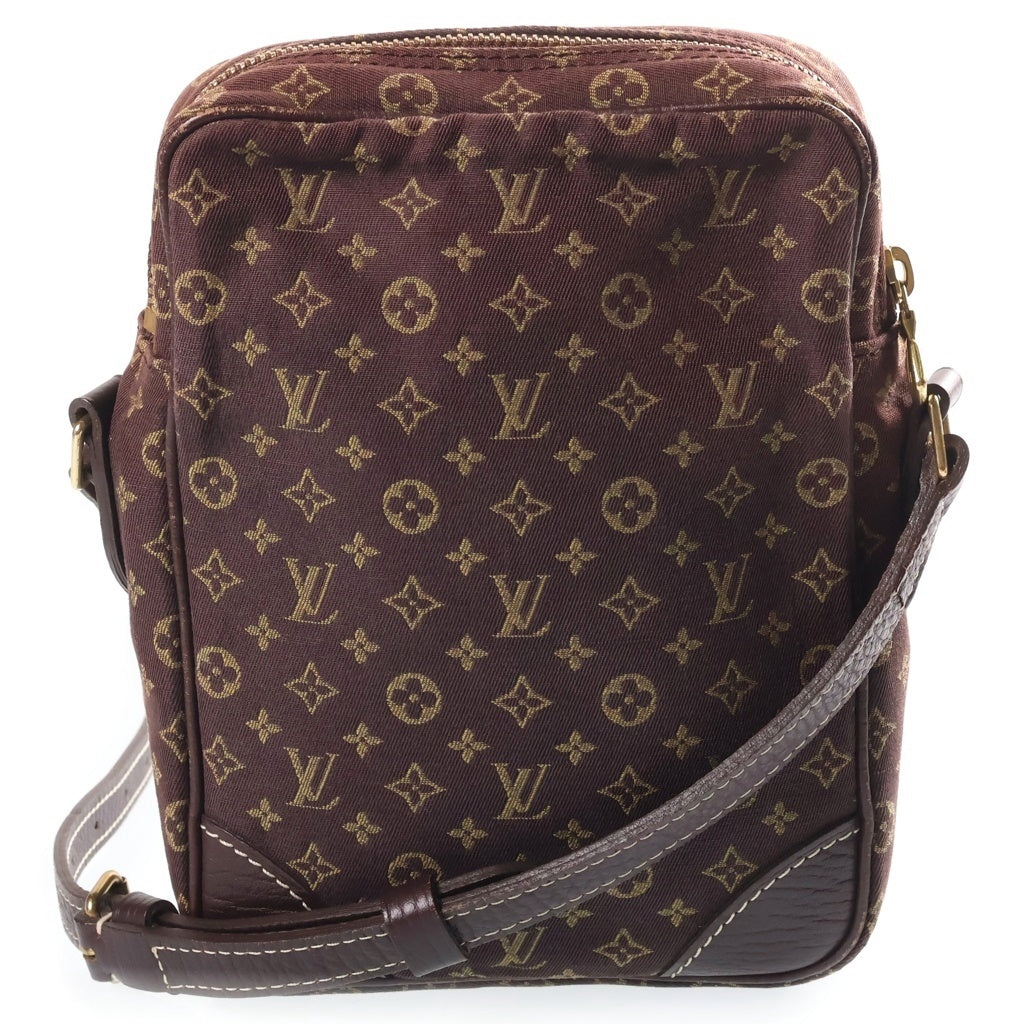 LOUIS VUITTON(ルイヴィトン) モノグラム・ミニ・ラン ダヌーブ エべヌ ショルダーバッグ ミニバッグ ブラウン レザー×キャンバス M95228 ゴールド金具 レディース