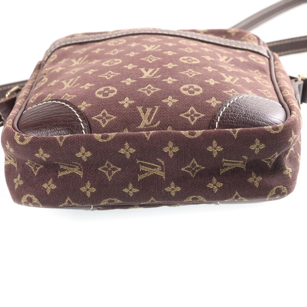 LOUIS VUITTON(ルイヴィトン) モノグラム・ミニ・ラン ダヌーブ エべヌ ショルダーバッグ ミニバッグ ブラウン レザー×キャンバス M95228 ゴールド金具 レディース