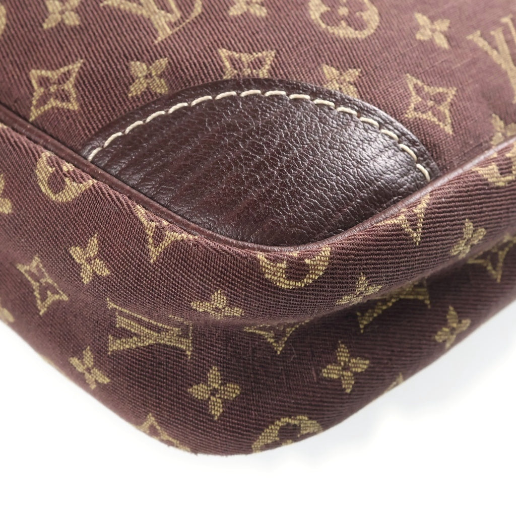 LOUIS VUITTON(ルイヴィトン) モノグラム・ミニ・ラン ダヌーブ エべヌ ショルダーバッグ ミニバッグ ブラウン レザー×キャンバス M95228 ゴールド金具 レディース