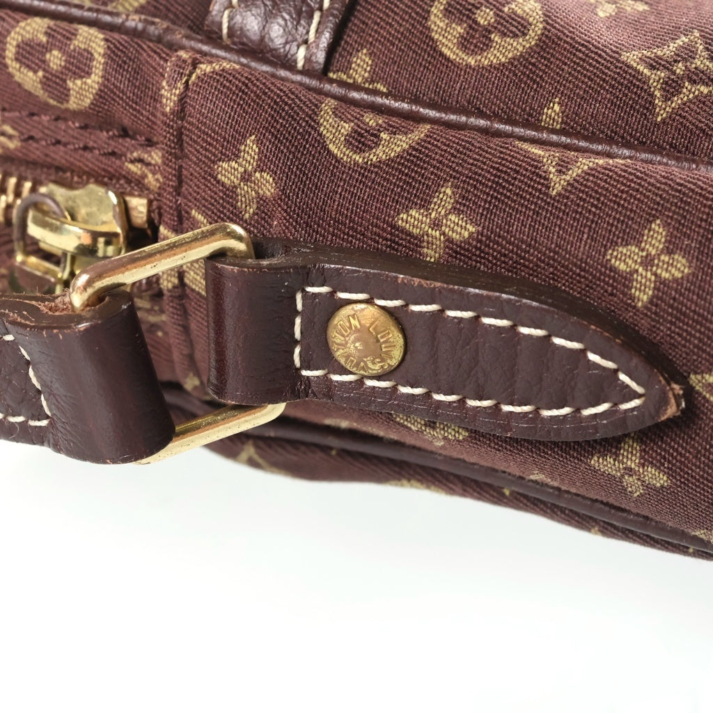 LOUIS VUITTON(ルイヴィトン) モノグラム・ミニ・ラン ダヌーブ エべヌ ショルダーバッグ ミニバッグ ブラウン レザー×キャンバス M95228 ゴールド金具 レディース