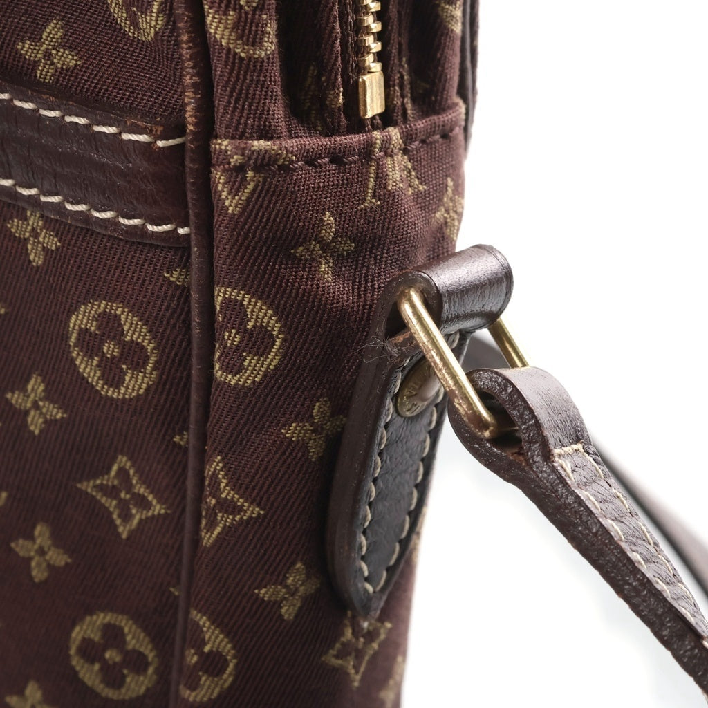 LOUIS VUITTON(ルイヴィトン) モノグラム・ミニ・ラン ダヌーブ エべヌ ショルダーバッグ ミニバッグ ブラウン レザー×キャンバス M95228 ゴールド金具 レディース