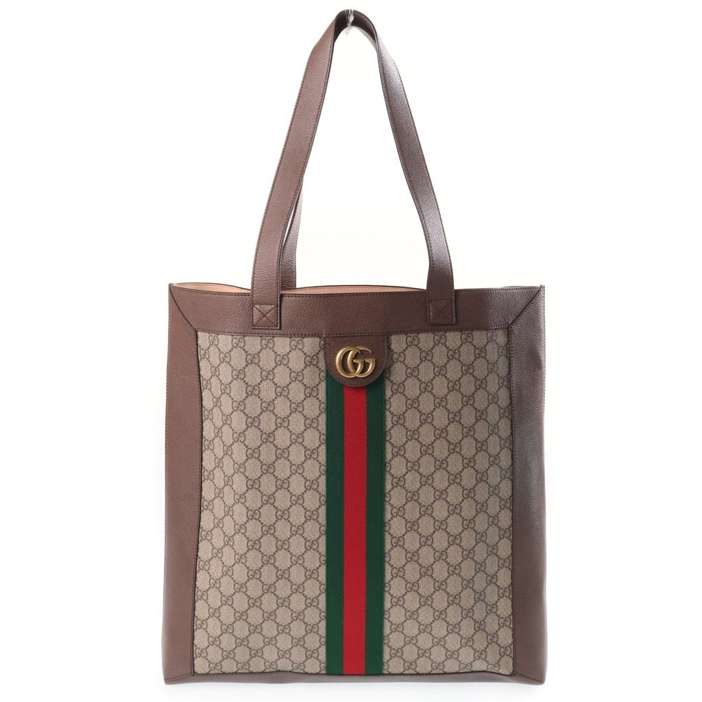 GUCCI(グッチ) オフィディア トートバック ハンドバッグ ブラウン PVCレザー 519335 ゴールド金具 レディース
