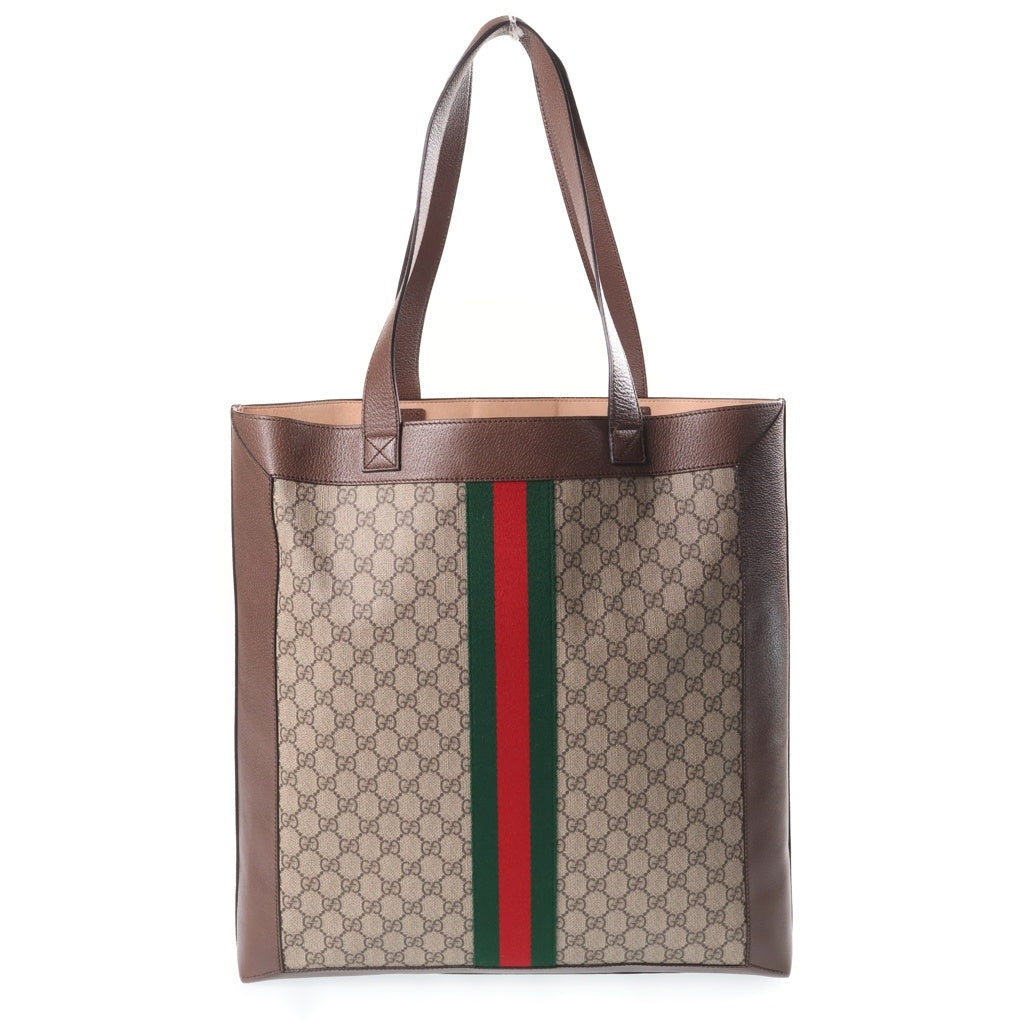 GUCCI(グッチ) オフィディア トートバック ハンドバッグ ブラウン PVCレザー 519335 ゴールド金具 レディース