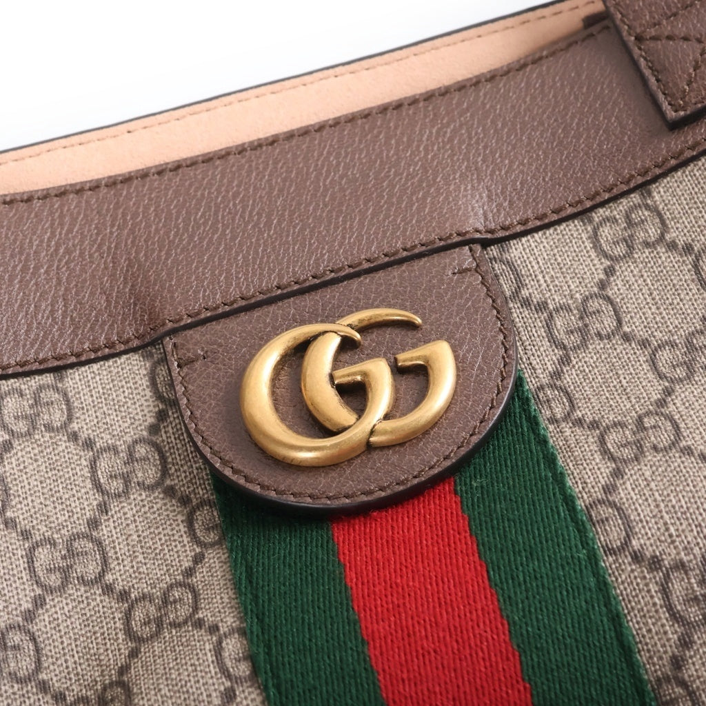 GUCCI(グッチ) オフィディア トートバック ハンドバッグ ブラウン PVCレザー 519335 ゴールド金具 レディース