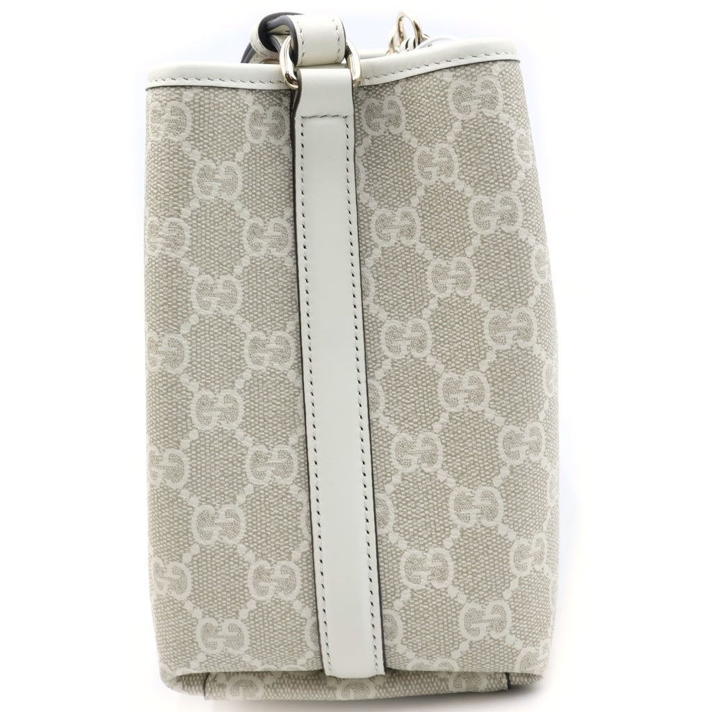 GUCCI(グッチ) GGエンブレム ラージ トートバッグ ホワイト レザー/キャンバス 815214