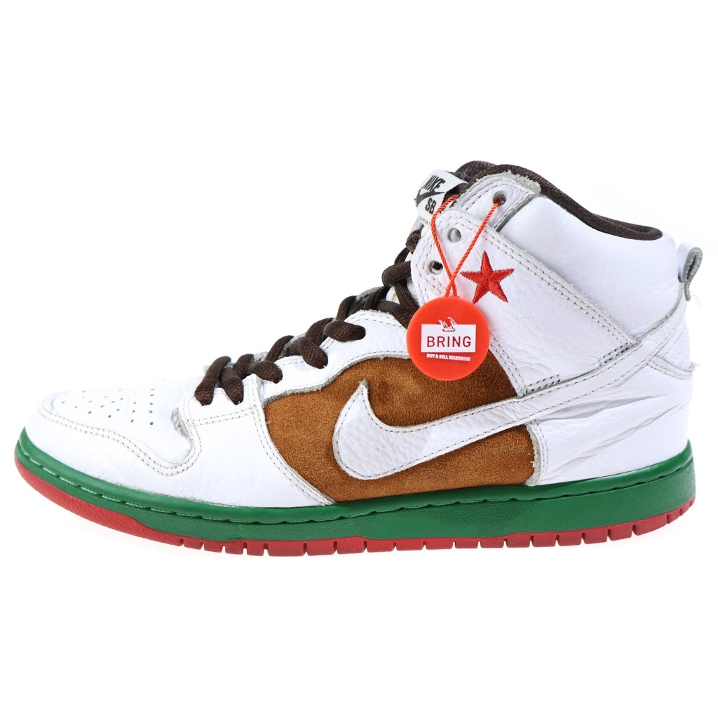 NIKE SB(ナイキエスビー) 【観賞用2014年製】DUNK HIGH PREMIUM CALIFORNIA エスビーダンク プレミアム カリフォルニア ハイカットスニーカー US9.5/27.5cm ホワイト/ブラウン 313171-201