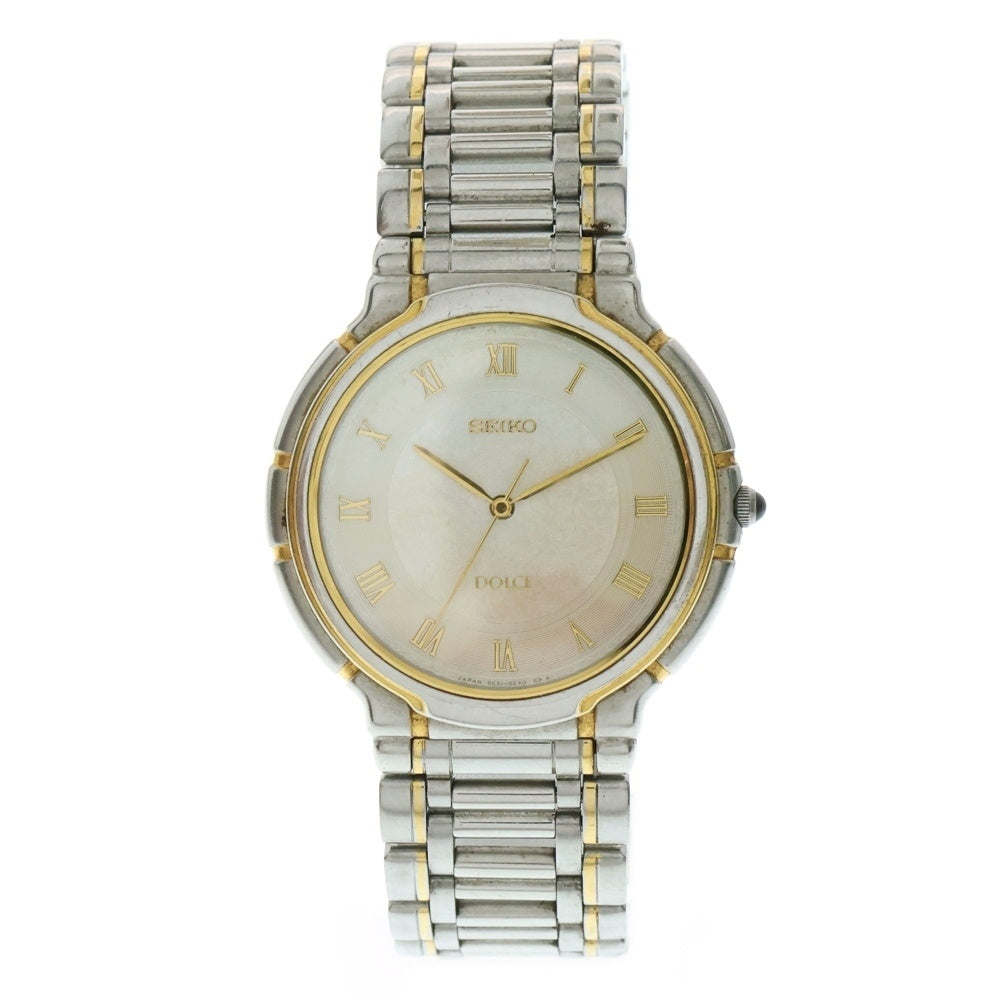 SEIKO(セイコー) ドルチェ 腕時計 ウォッチ シルバー×ゴールド アイボリー文字盤 SS/AT 5E31-6E10