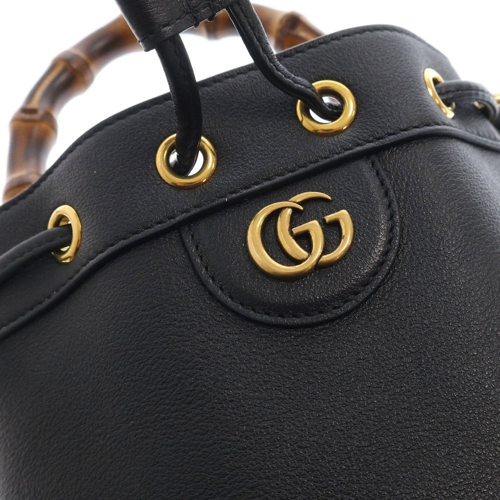 GUCCI(グッチ) GG バンブー ダイアナ 2wayバッグ ハンドバッグ ショルダーバッグブラック レザー 724652