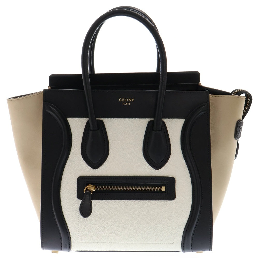 CELINE(セリーヌ) ラゲージ マイクロショッパー レザー ハンドバッグ バイカラー レディース