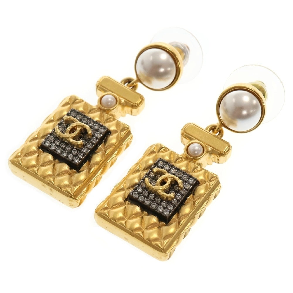 CHANEL(シャネル) 香水ボトル モチーフ ココマーク ピアス ゴールド GP×ラインストーン×フェイクパール マメ有 A20A