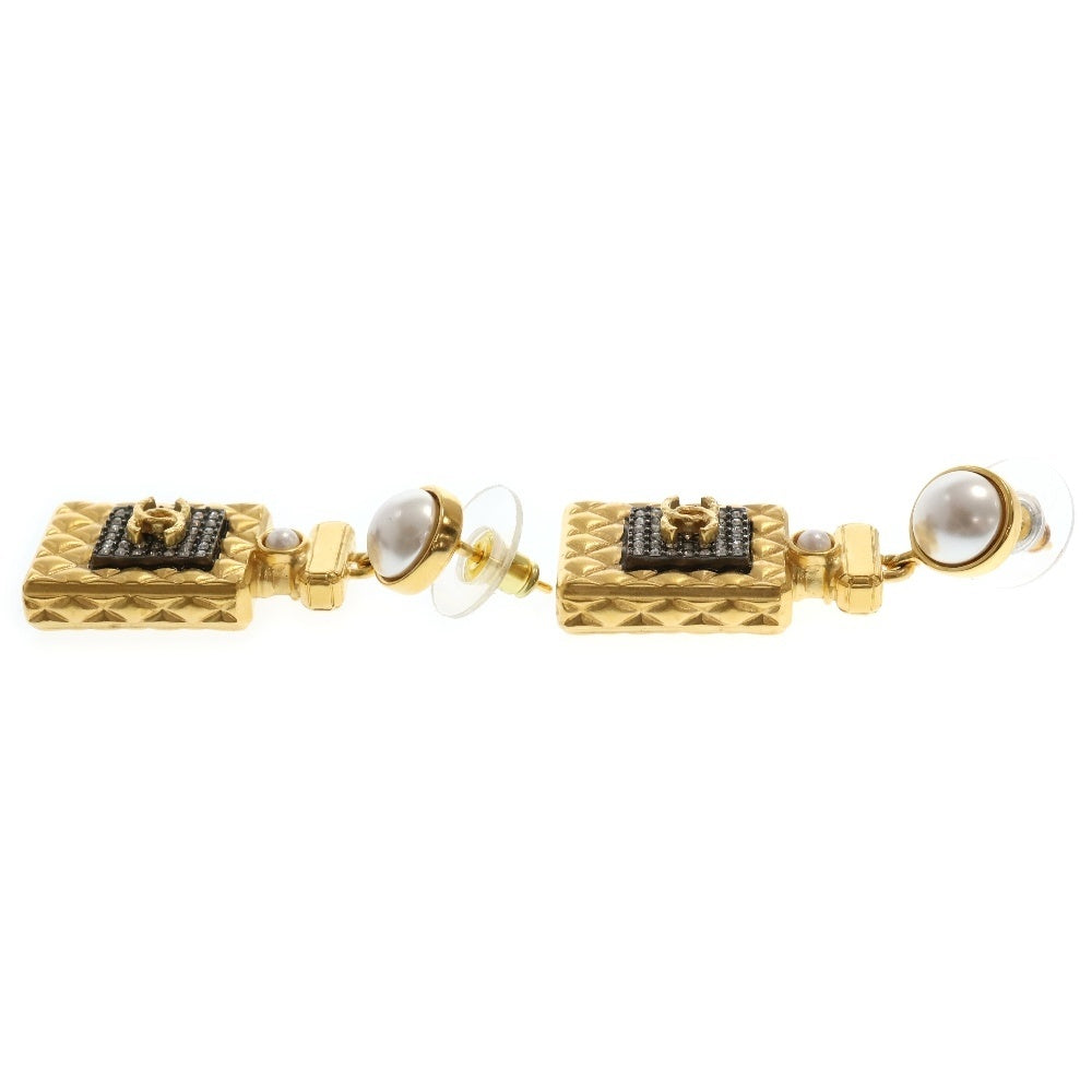 CHANEL(シャネル) 香水ボトル モチーフ ココマーク ピアス ゴールド GP×ラインストーン×フェイクパール マメ有 A20A